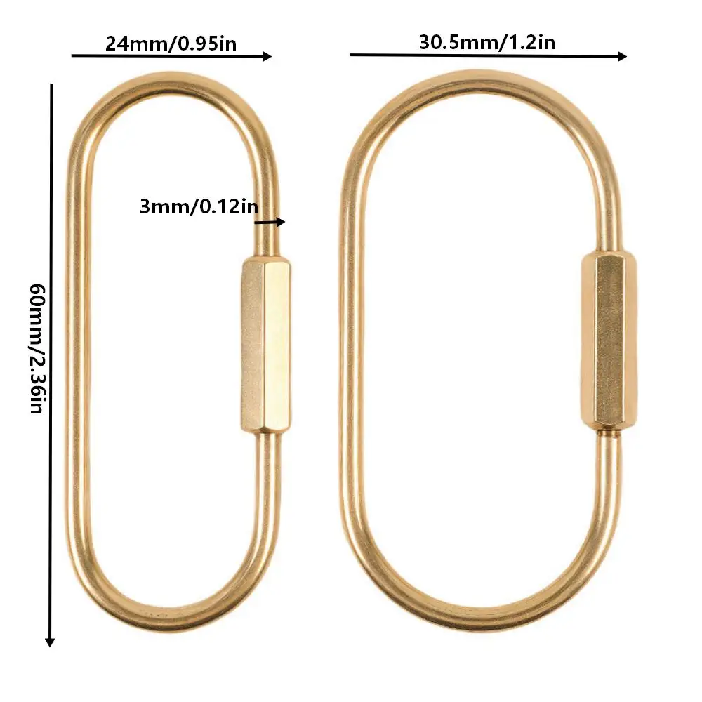 1PC Brass Keychain Bag Charms Gold Key Ring Carabiner Clip Secure Locking Screw Design for Car Keys Bags Women Men Gift