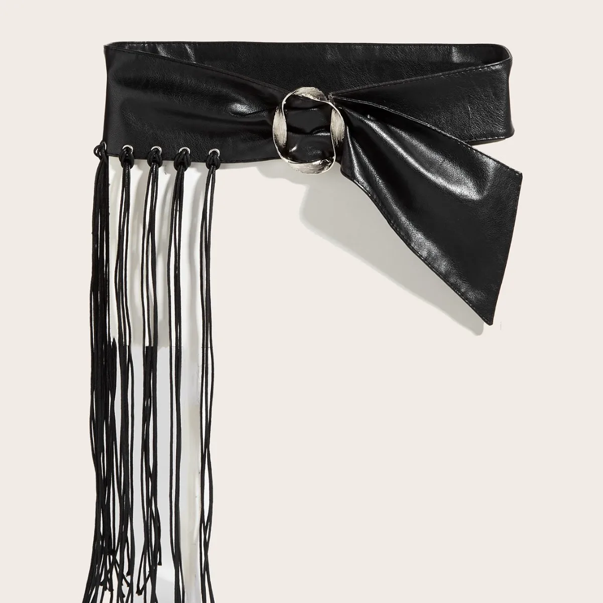 المرأة خمر الأسود بولي Leather الجلود الشرير شرابة مشد الإناث Cummerbund معطف حزام فستان Decration حزام عريض J1354