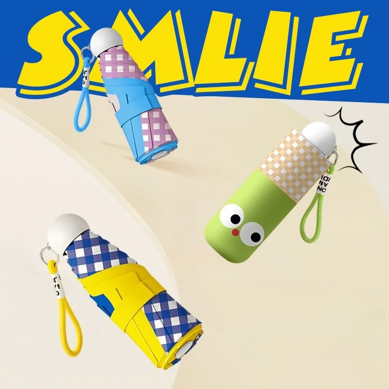 Mini Five-fold Manual Sun Umbrella for Boys and Girls Children Cartoon Sun Protection and Shading Student Pocket Sunny Umbrella