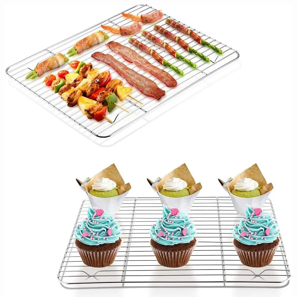 New Stainless Steel Cooling Rack Smooth Edge Dense Wires Baking Rack Easy to Clean Barbecue Cooking Mesh Shelf Roasting
