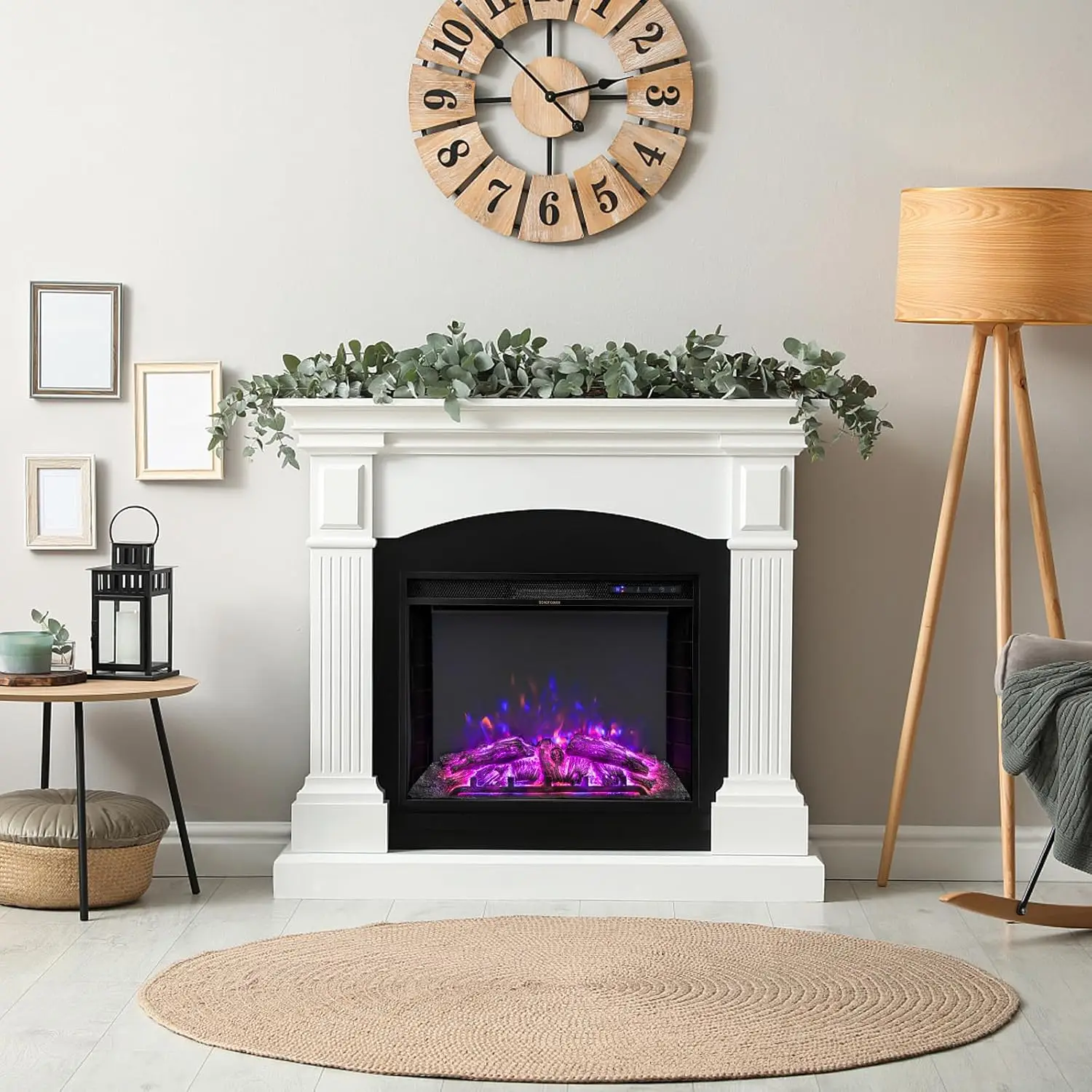 Electric Fireplace Insert 26-inch Wide 5,000 BTU Recessed and Freestanding Fireplace Heater with Remote Control 3 Flame Colors