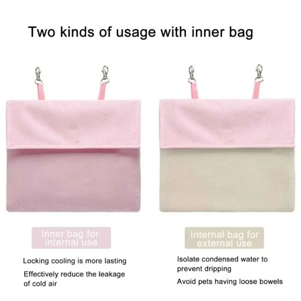 Reusable Pet Cage Ice Pack Washable Portable Hanging Ice Pack Waterproof with Hanging Hook Pet Cooling Pouch Small Animals