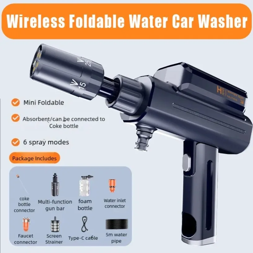 Power Wash Gun Multi-Function Nozzle Car/Floor Rechargeable Lithium Battery 4000mAh Portable High Pressure Cordless