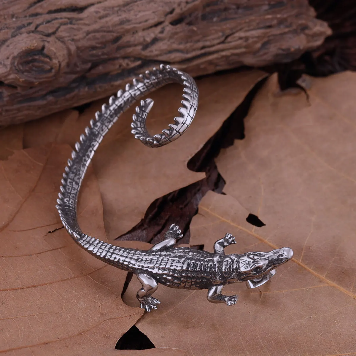 Edelstahl Tier Krokodil Stud Ohr Clip Ohrringe Handgemachte Qualität Kreative Design Weibliche Elf Ohrring Schmuck Geschenk