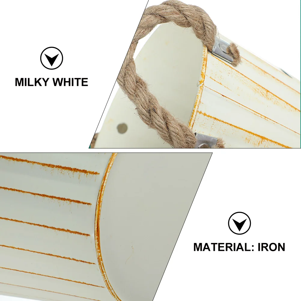 

Desktop Ornament Flowerware Iron Floral Containers Decorative Flowerpot Storage Bucket Vintage Style Home Decor