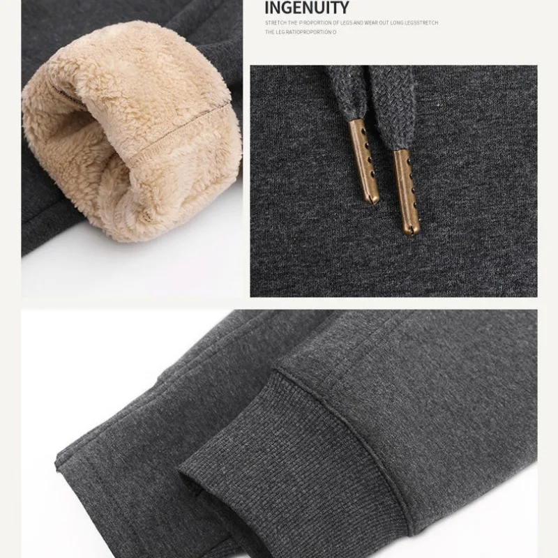 Women's Autumn Winter Flocking Elastic High Waist Pockets Drawstring Solid Harlan Feet Cargo Trousers Fashion Vintage Pants