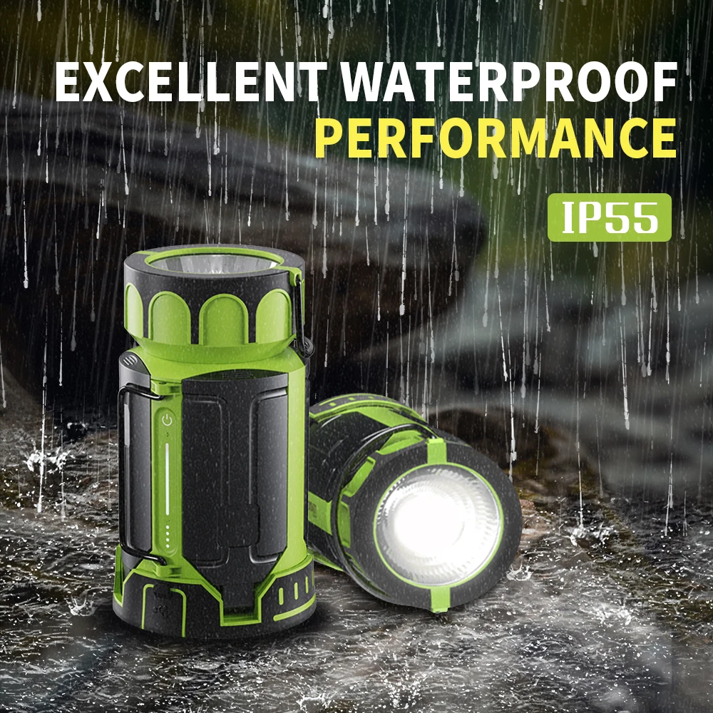 Multifunction Camping Lantern With Solar Panel Portable Lamp Flashlight Rechargeable Power Bank Waterproof Emergency Searchlight