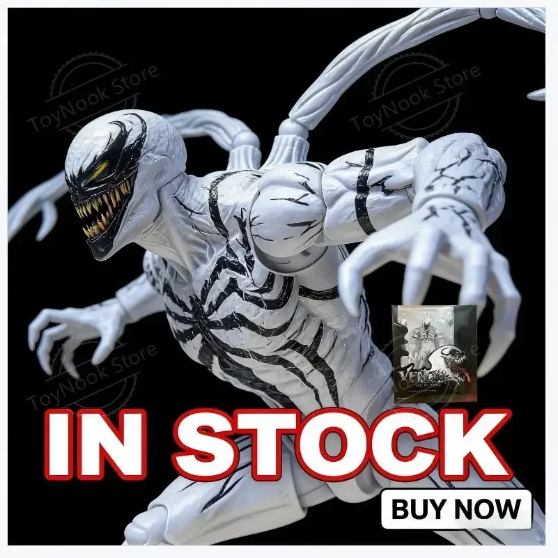 

In Stock SHF Anti-Venom Action Figure White Symbiote Spider-Man Series Articulated Model Toy Collectible Figurine Gift for Fans