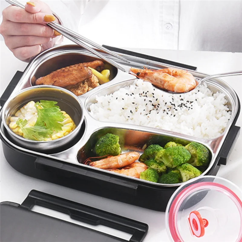 

P4-1Set Children Food Storage Insulated Lunch Container Box Breakfast Bento Case With Soup Cup Breakfast Bento Case Yellow