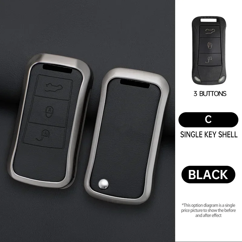 For Porsche Cayenne GTS Panamera Carrera GT3 3 Buttons Flip Remote Zinc alloy Car Key Cover Protector Accessories Case Keychain