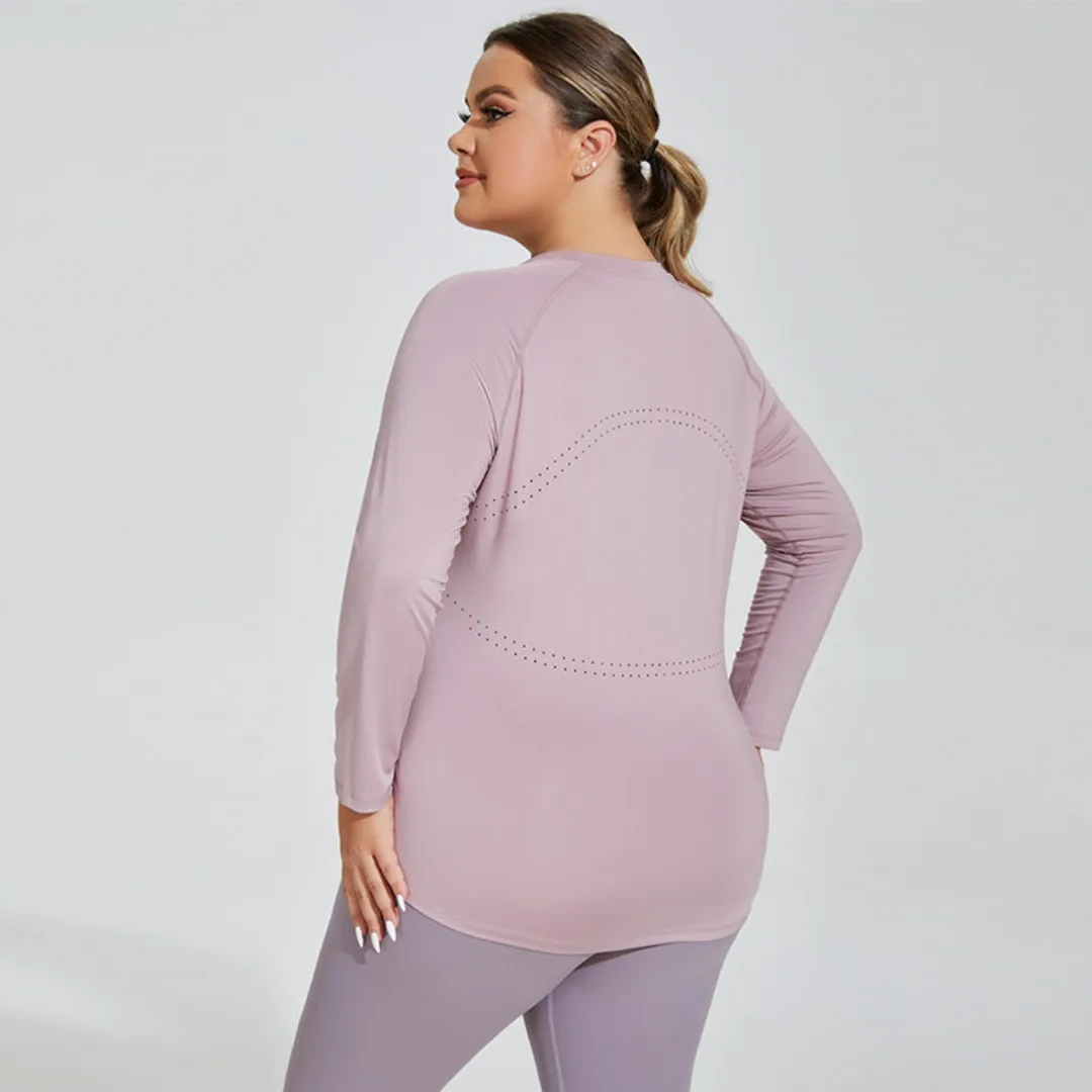 plus size Women\'s Slimming Yoga Clothing Breathable Long Sleeve Running Fitness Top Sportswear Women