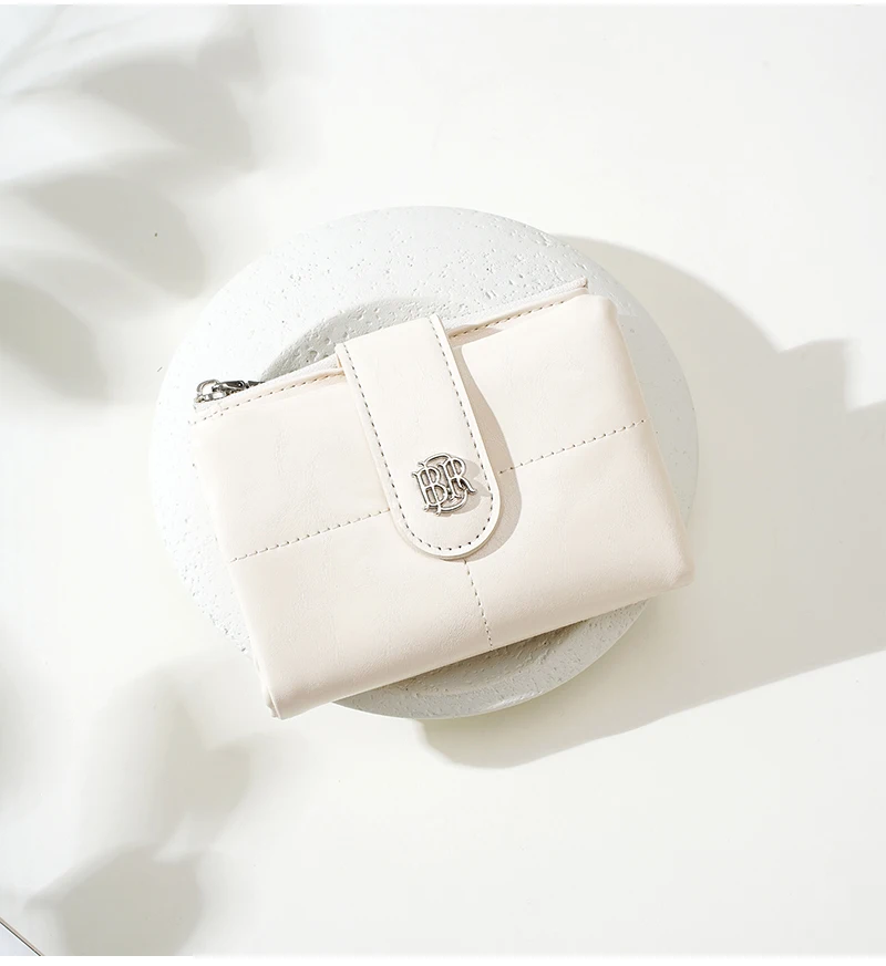 Baellerry Geldbörsen aus PU-Leder mit Metallknöpfen für Damen, einfarbig, modische kurze Geldbörsen, weibliche Tasche mit großem Fassungsvermögen und Kartenfächern – Detail 14
