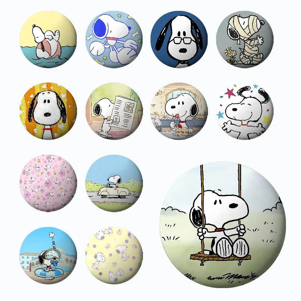 Cute S-Snoopys Badges Tinplate Soft Button Pin Brooch Metal Badge Custom Jewelry Accessories Hat Bag Lapel
