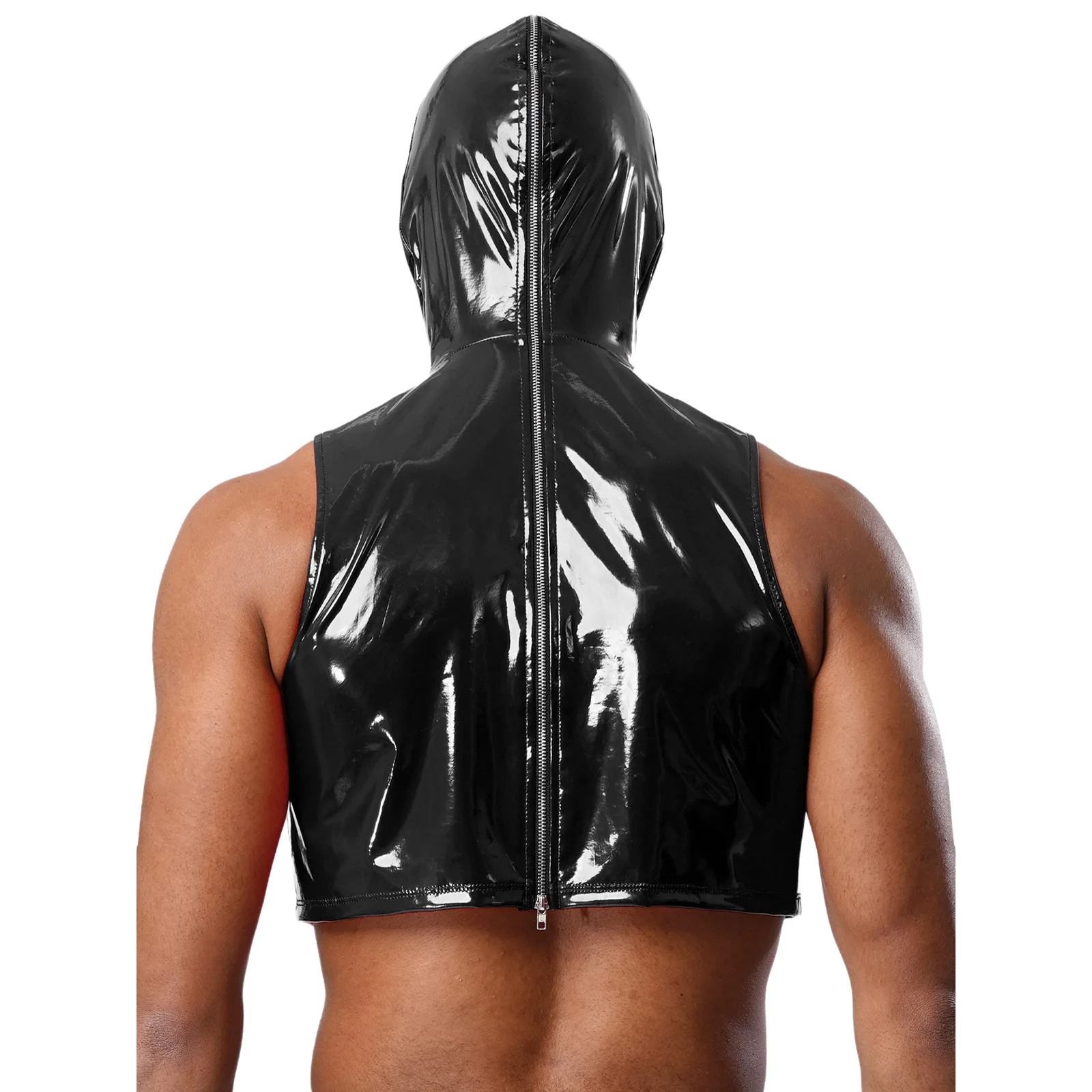 رجل نظرة الرطب براءات الاختراع والجلود المحاصيل الأعلى انقطاع سترة مخفية سستة قناع مقنعين تانك القمم لملهى ليلي القطب الرقص الهذيان زي حفلة #2