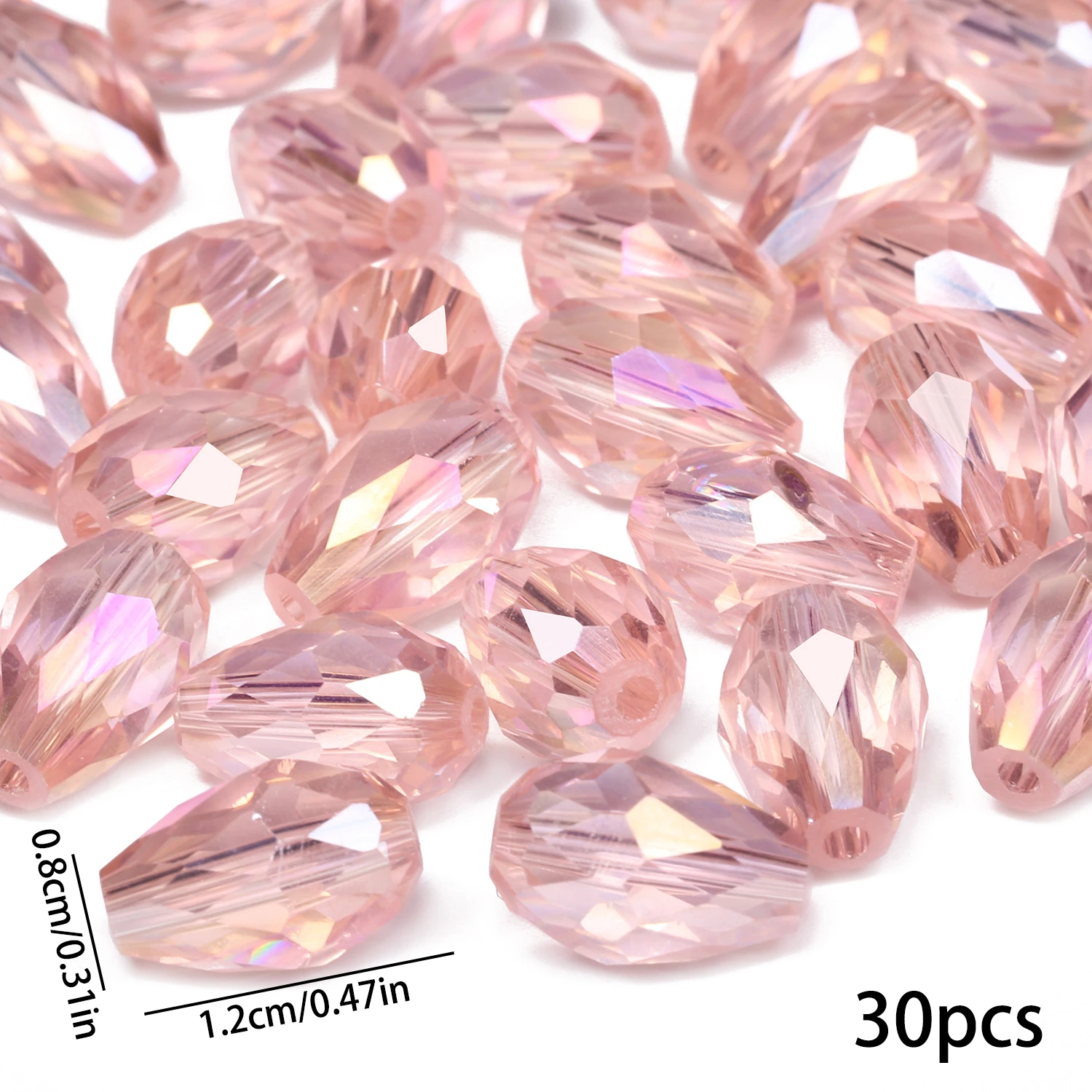 30/55pcs Pink Color 8x12mm Faceted Teardrop Beads Austria Crystal Beads charm Glass Beads Loose Spacer Bead For Diy Making