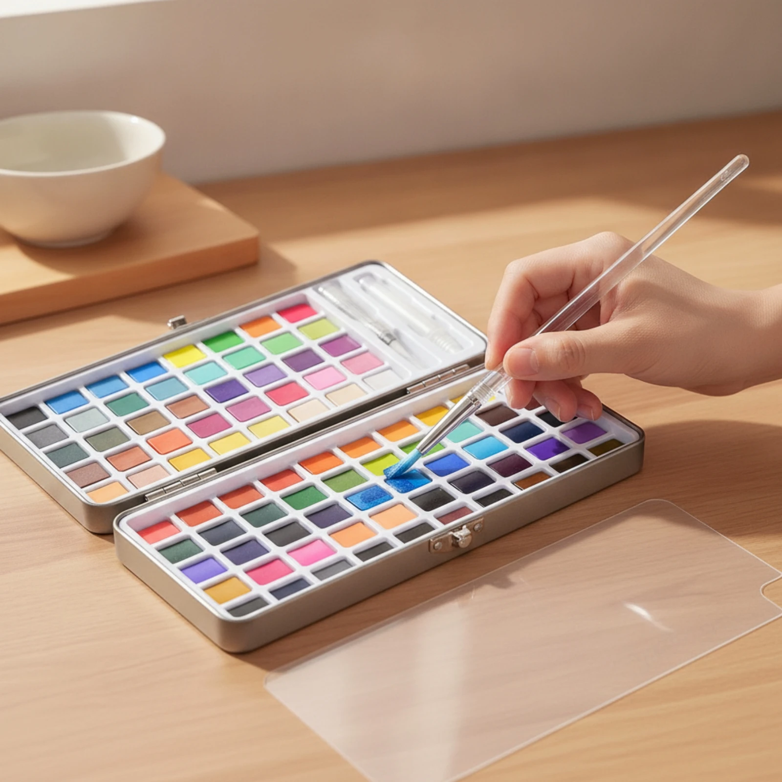 Watercolor Paint Set 90-Color Watercolor Paint Set with Paintbrush Highly Pigmented Portable for Artists, Outdoor Painting