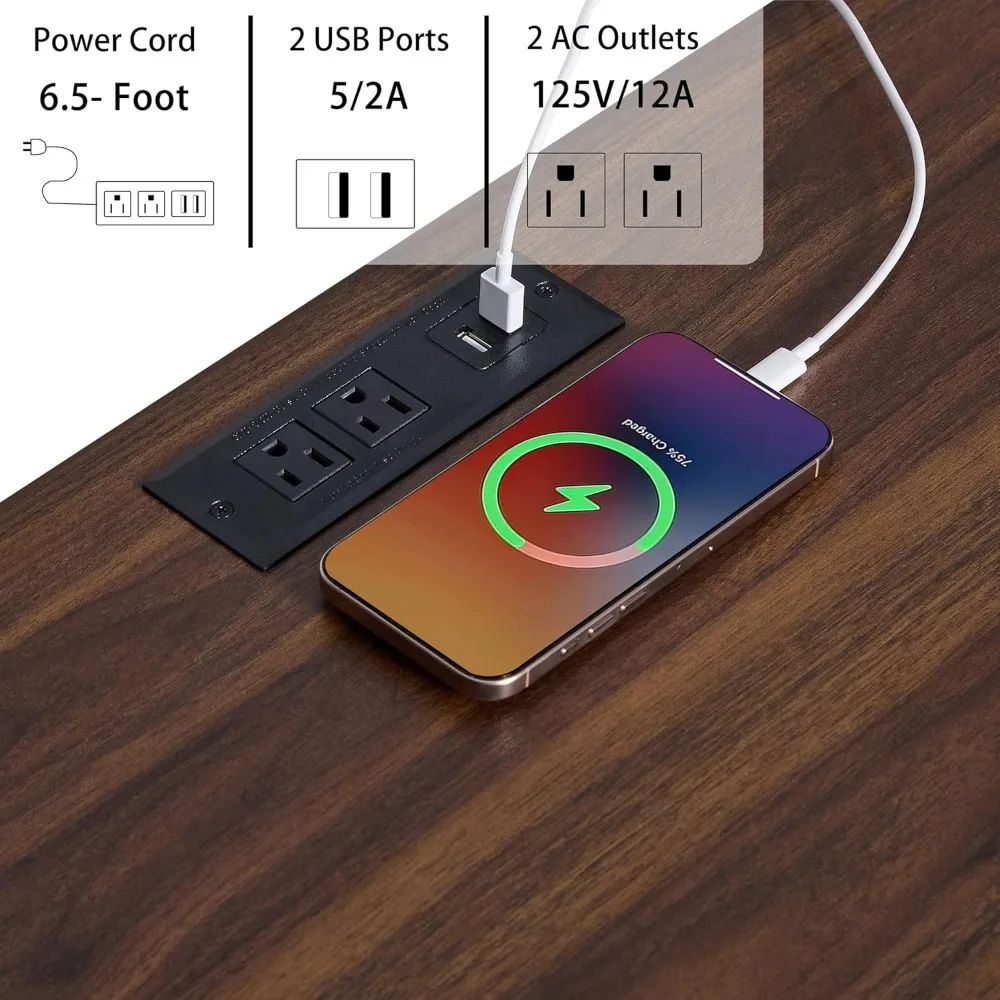 وحدة تحكم بحامل تلفزيون حديثة لـ 55 تلفزيونًا مع أرفف قابلة للتعديل ومحطة شحن مركز ترفيه