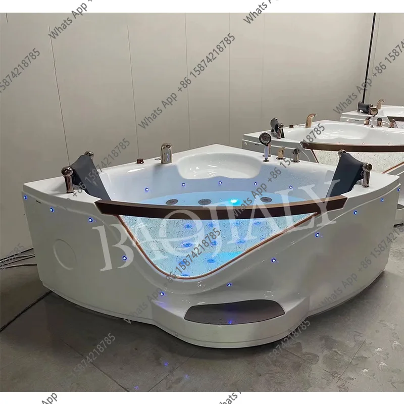 Acrylic Luxury Surf Jacuzzi Household Bubble Bath Intelligent Thermostatic Heating Fan Shaped Double Bath