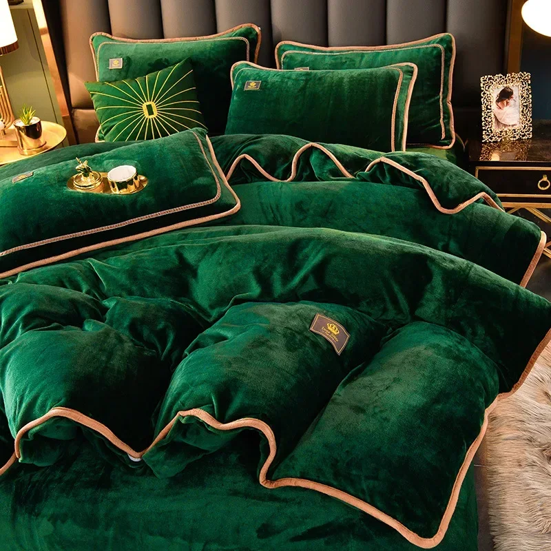 

Ultra-thick Milk Fleece Winter Bedding Set Luxury Warm Comfortable Duvet Cover Set with Sheets Comforter Cover and Pillowcases