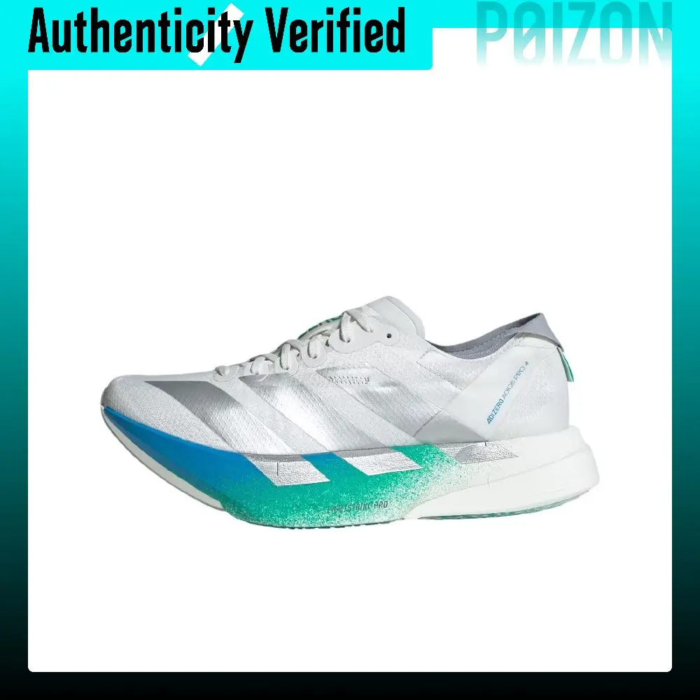 Adidas Adizero Adios Pro 4 Comfortable Fabric Low top Marathon Long Distance Running Shoes Unisex White Silver JR6354