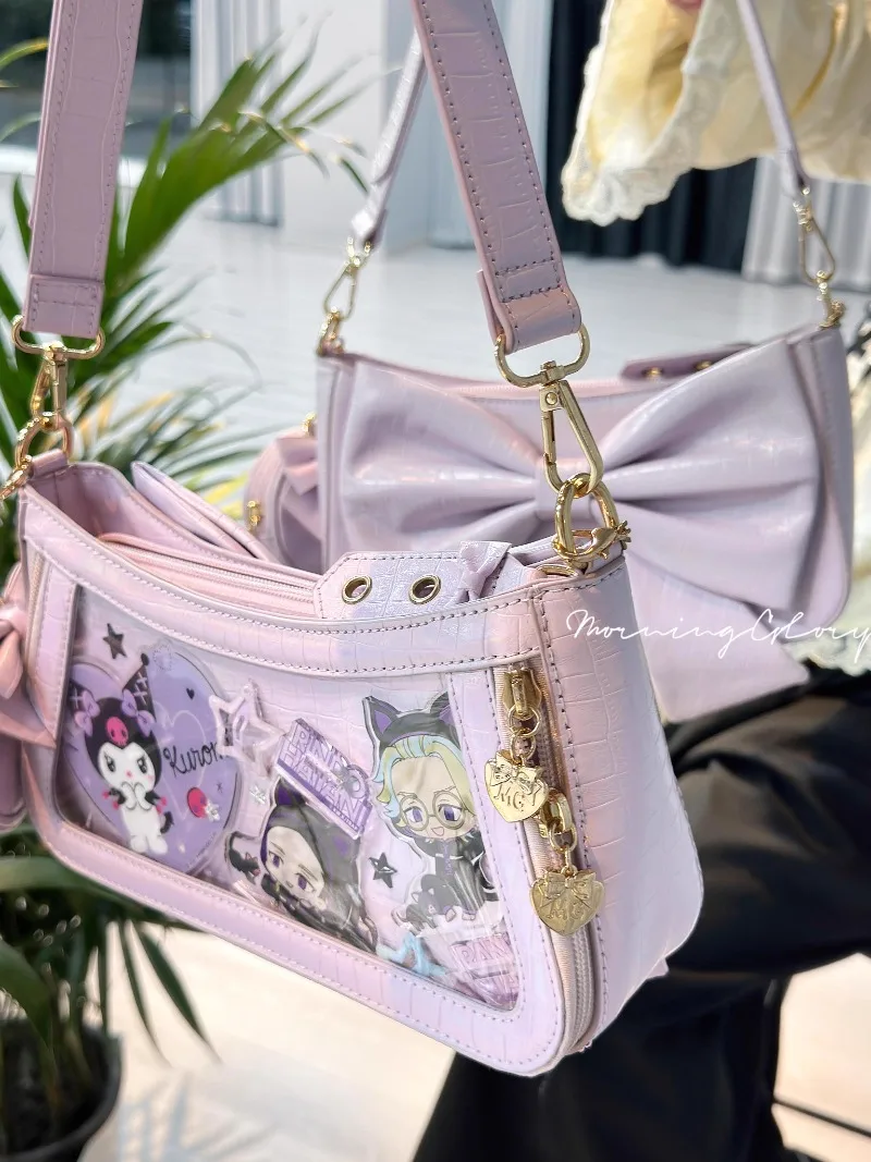 2024 Ita Bag Sweet Bow Dispaly Shoulder Bags Women Spring Cow Lolita Crossbody Bag Girls JK Uniform Underarm Bag Bolso Mujer