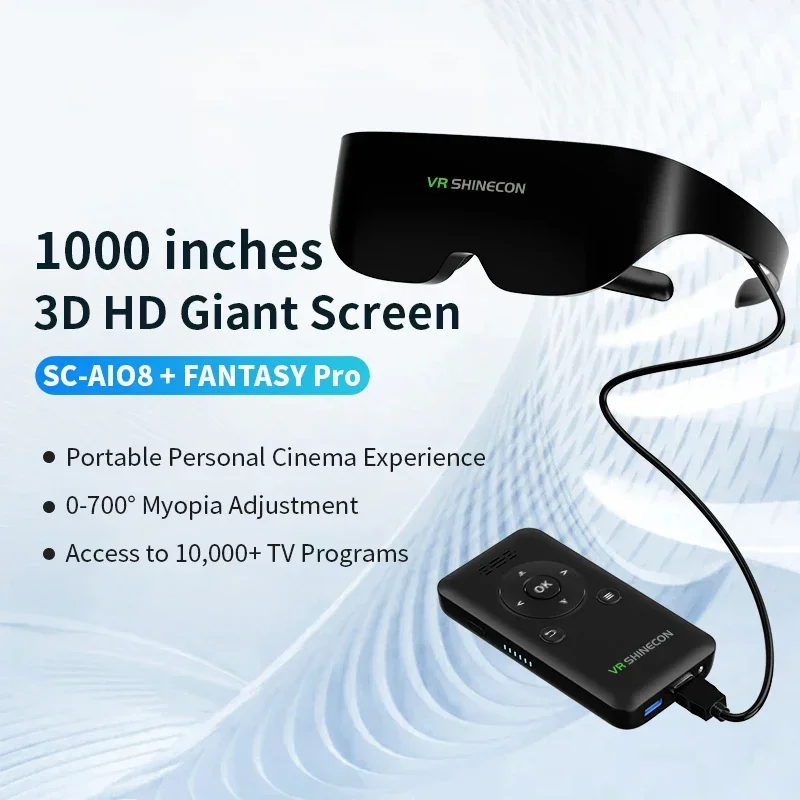 New New HD Movie Video Mobile Smart Screen Android WIFI 3D Visor 4K VR Glasses Portable Adult Smart VR AR Glasses AIO8 FANTASY P