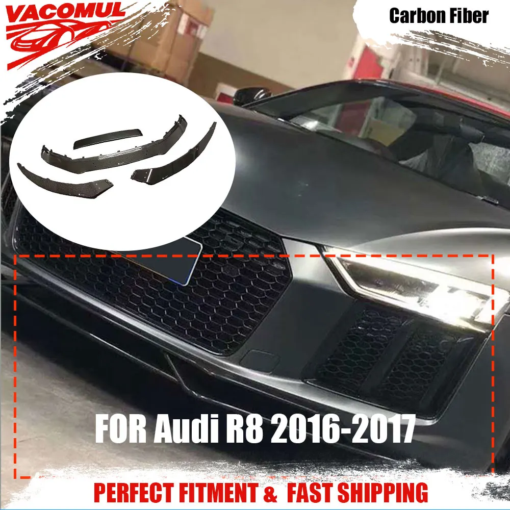 

VACOMUL For Audi R8 2016 2017 2018 2019 Car Racing Carbon Fiber Front Bumper Lip Spoiler Chin Splitters Body Kits