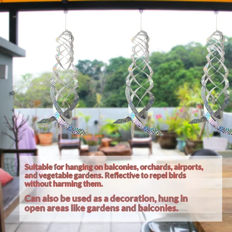 2PC bird deterrent, bird repellent, spiral bird scarer, reflective bird deterrent, hanging bird repellent, garden bird control,