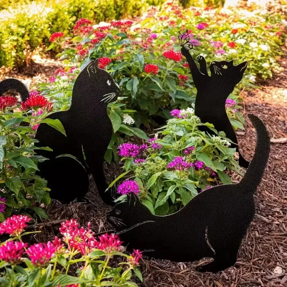 CIFBUY Metal Cat Fence Decor Whimsical Iron Hanging Sculpture Garden Yard Outdoor Party Home Wall Art Ornament Gift Decor
