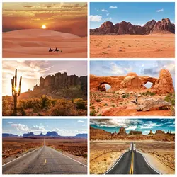 Western Desert Backdrop for Photography Cactus Dusk Desert Mountain Shrub Hillside Natural Scene Portrait Photo Background