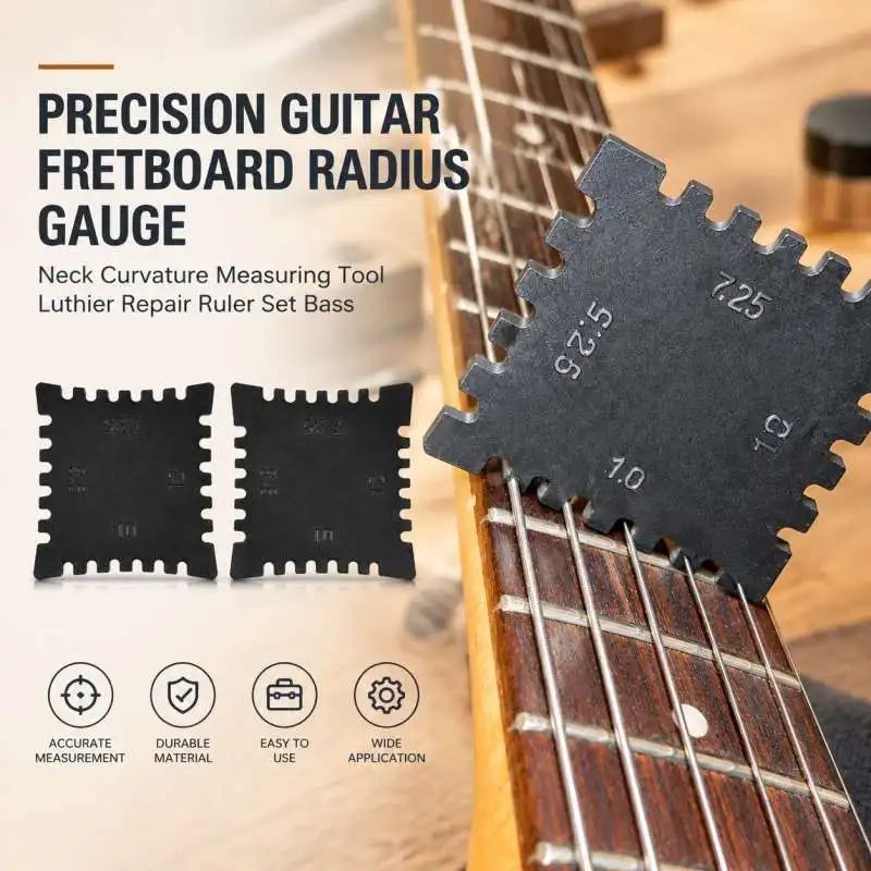 Precision Guitar Fretboard Radius Gauge Neck Curvature Measuring Tool Luthier Repair Ruler Set Bass