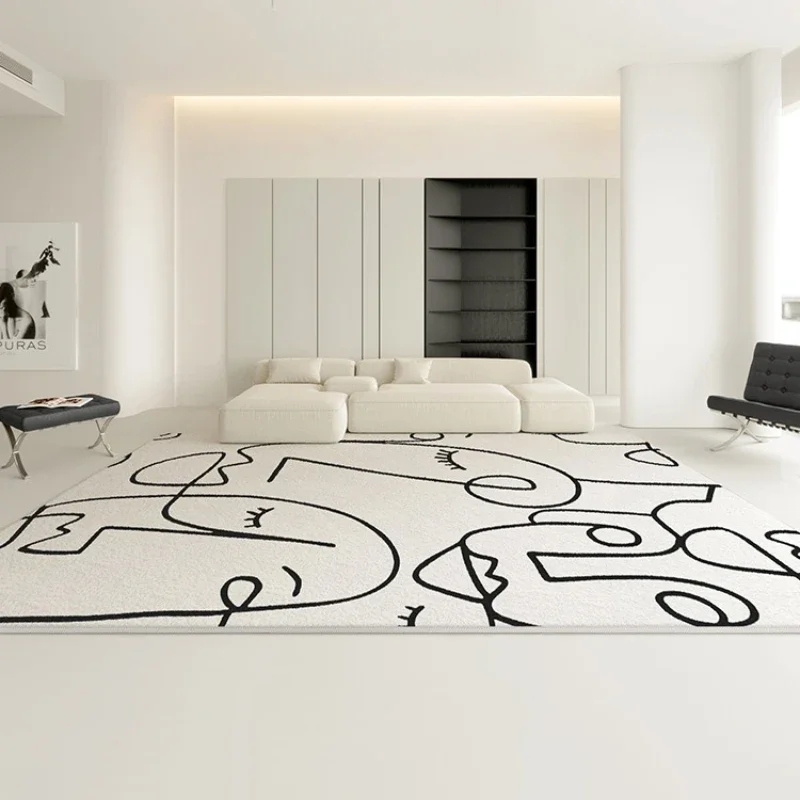 Black White Minimalist Striped Rugs Artistic Lines Decorative Carpet Comfortable Soft Large Size Living Room Carpets Bedroom Mat