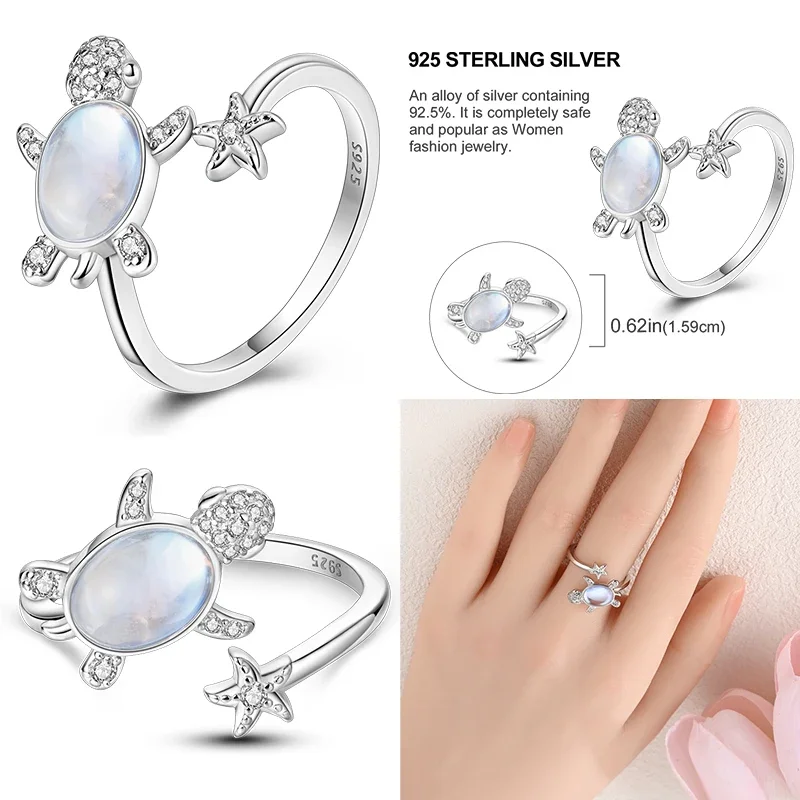 925 Sterling Silver Rotating Windmill Cherry Blossom Ring Can Glow Change Color Firefly Chameleon Ring for Women Wedding Jewelry