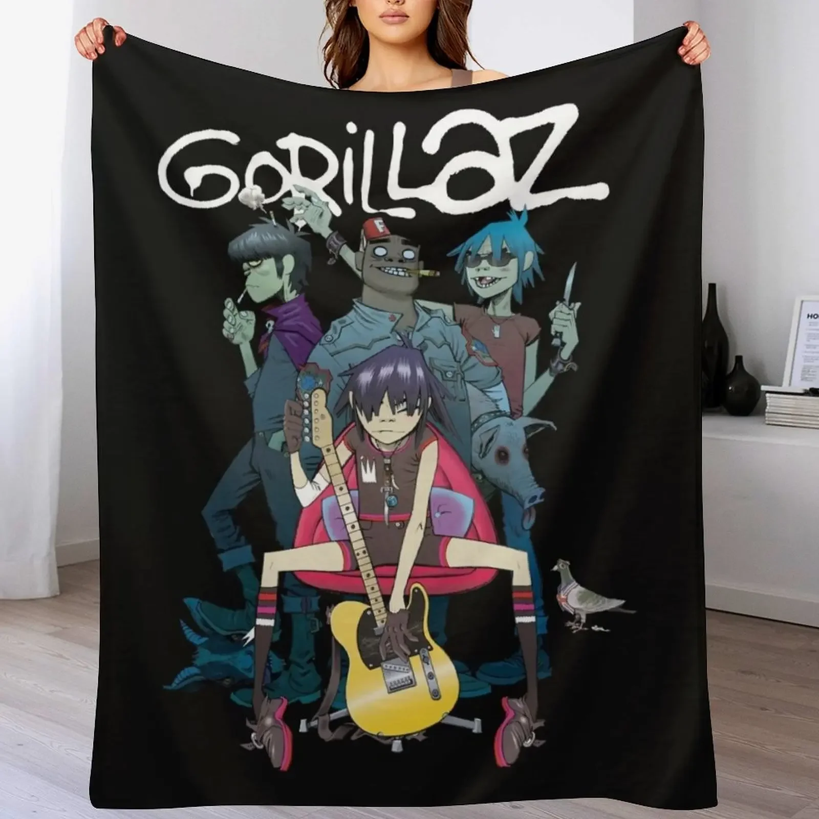 Copy of A road to somewhere one gorillaz ,gorillaz gorillaz gorillaz Throw Blanket Ultra Plush Cozy Blanket for Napping Sleeping