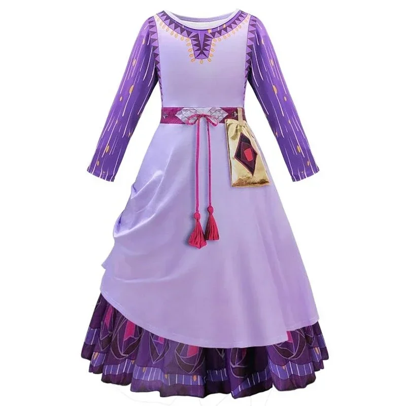 

Aa1 Chicas Costume Movie Role Play Printed Long Sleeve Waist Purple Princess Wishing Dress Christmas Enfant Masquerade Skirt