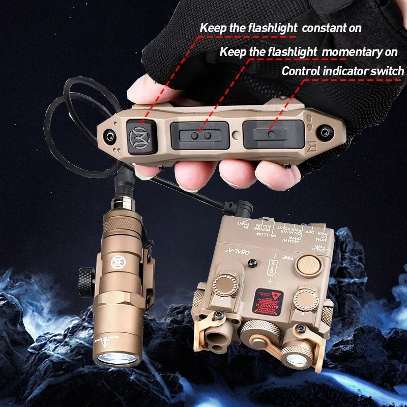

Tactical Airsoft Dual-Fuction Switch For Surefir M300 M600 Plug Button Remote Control Fit 20mm Rail MLOK KEYMOD DBAL PEQ-15