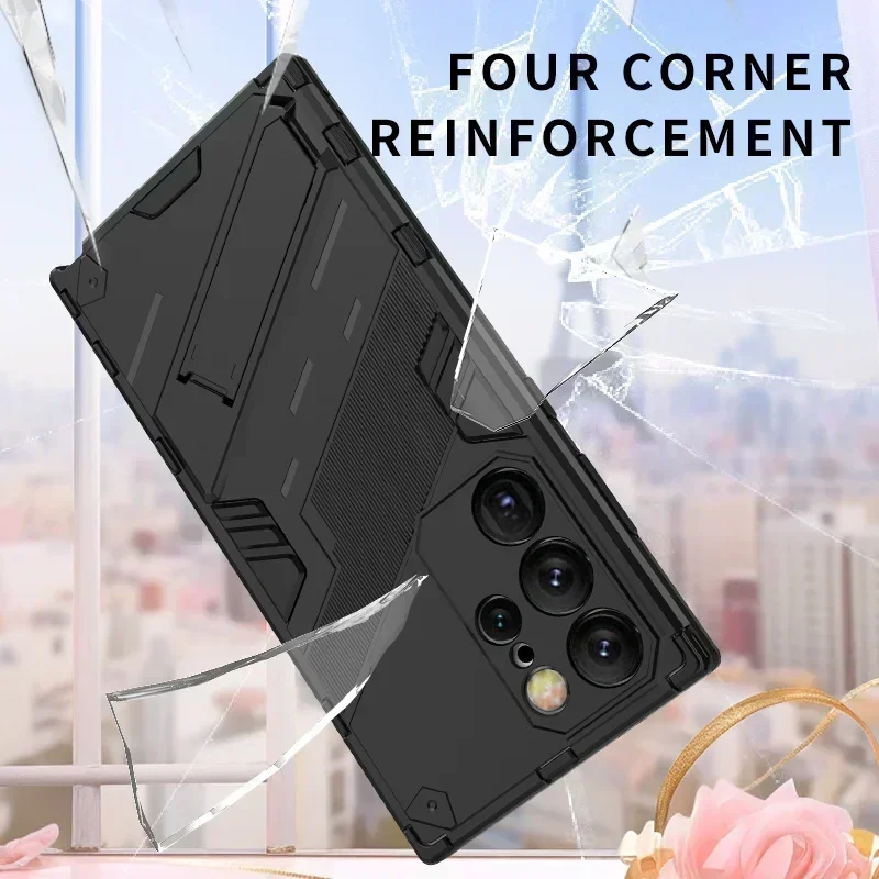 Прочный бронированный противоударный чехол для телефона Samsung Galaxy S22 Plus S23 FE S24 Ultra A33 A53 A14 A34 A54 A15, чехол-подставка с держателем