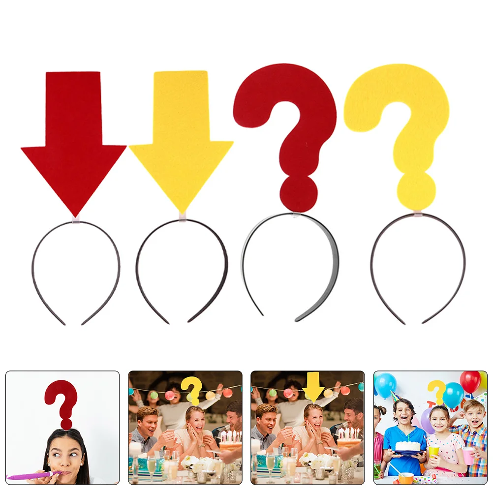 

4Pcs Party Novelty Symbol Headband Arrow and Question Mark Designs Funny Headwear for Festivals Cosplay Events Photo Booth
