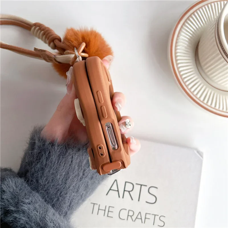 Cute 3D Bear Phone Case for Samsung Galaxy Z Flip 6 5 4 3 Protective Back Cover for ZFlip4 ZFlip5 ZFlip6 Case Shell