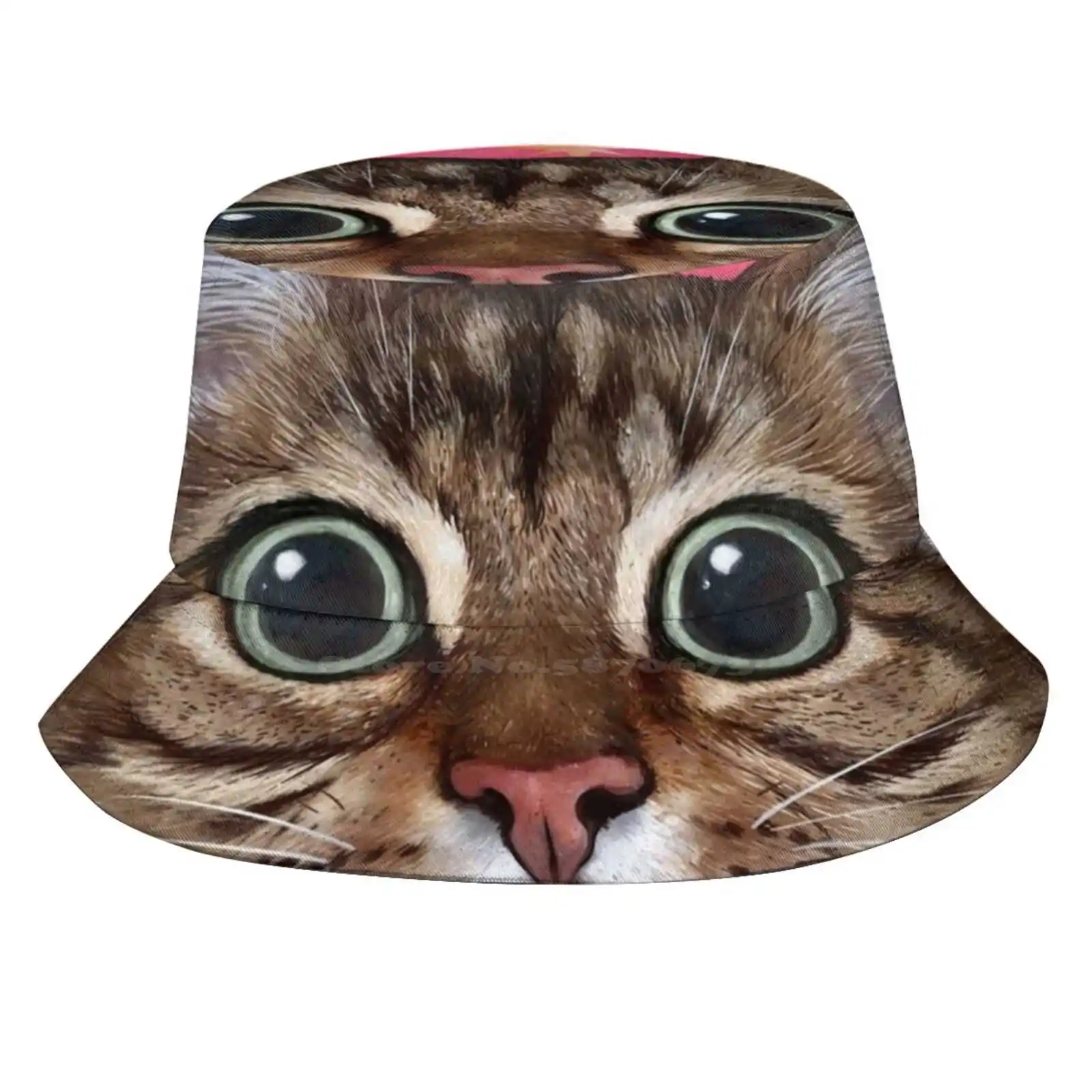 Shocked Peek-O Cat Sun Cap Fisherman Hat Bucket Hats Cats Funny Peeking Surprised Kitty Kitten Cat Lady Pop Art Eclectic