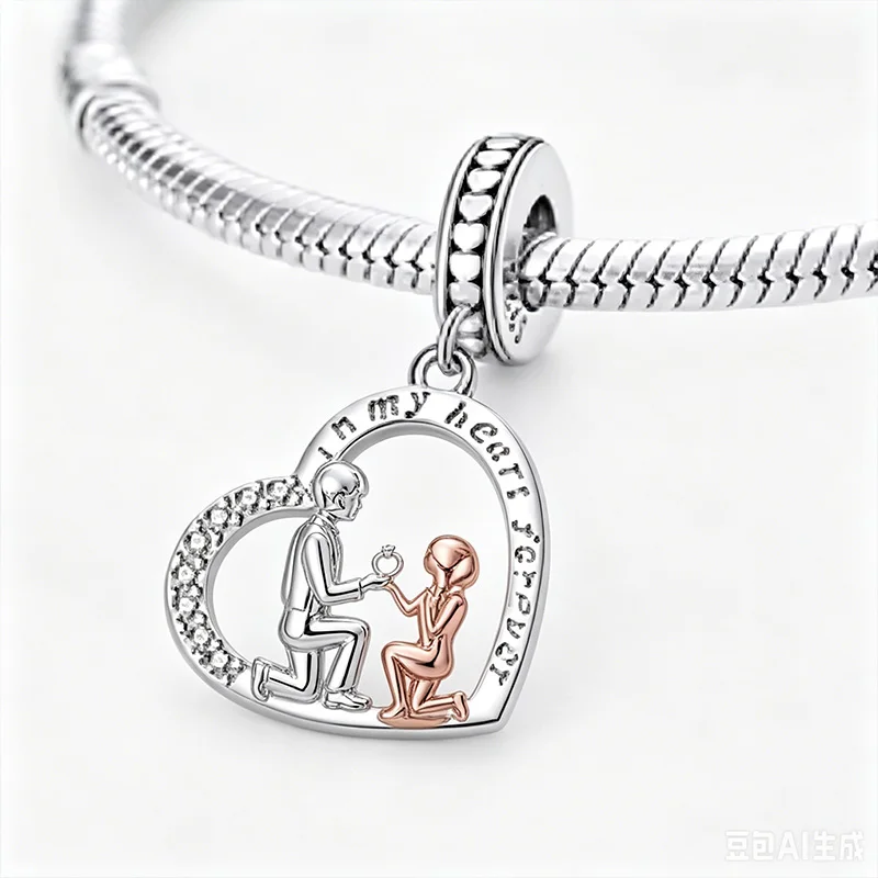 925 Sterling Silver Original Mother Daughter Best Friend Charm Beads DIY Bracelet Necklace Engagement Birthday Jewelry Gift