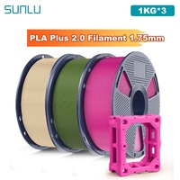 SUNLU 3KG PLA Plus 2.0 3D Printer Filament 1.75mm 1000g Spool (2.2lbs) Neatly Arranged No Knot Filament Fit Most FDM Printer