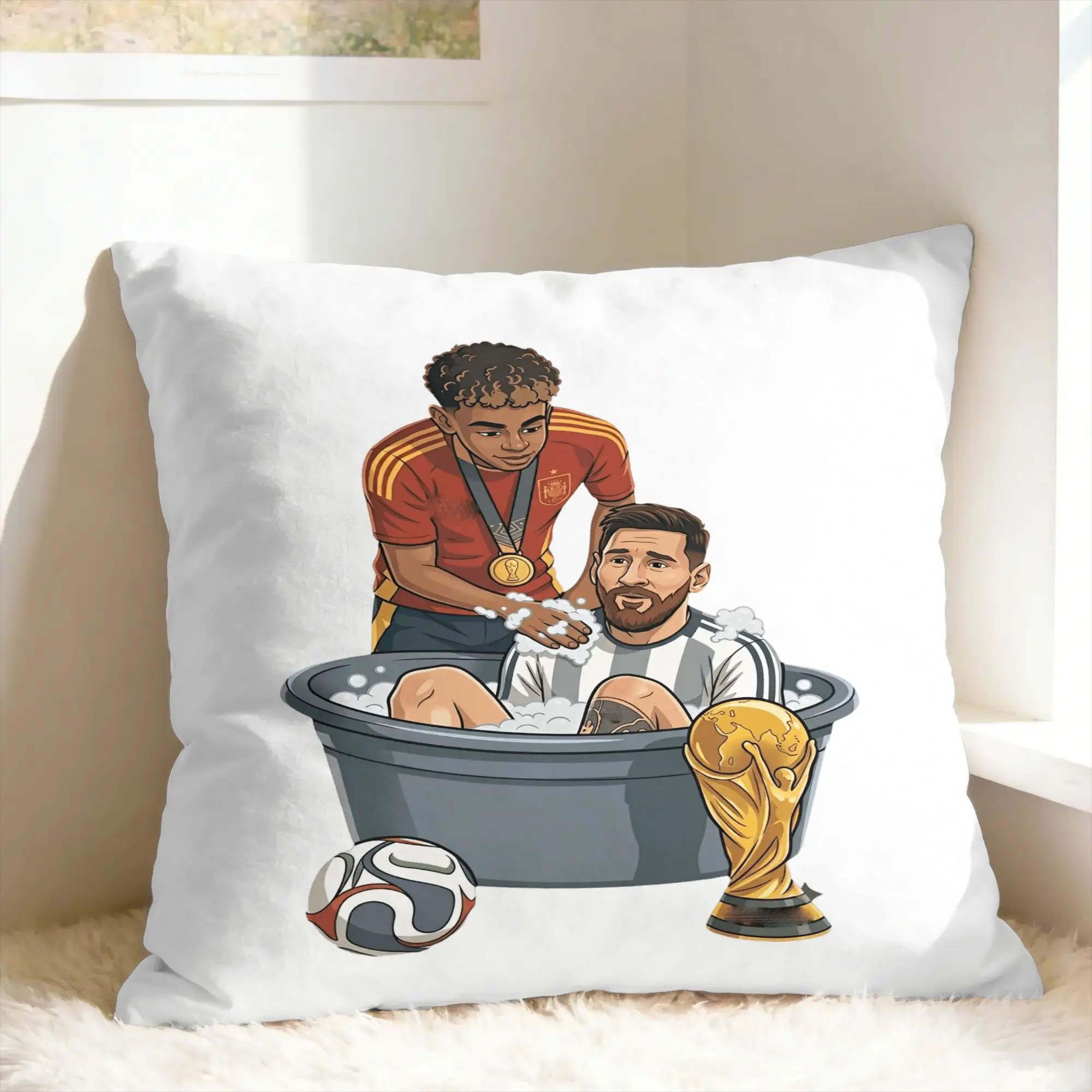 Pillow Cover L-Lamine FootballStar y-Yamal Bathing meme showers Vintage Pillow Case For Living Room Bed Chair Pillowcases