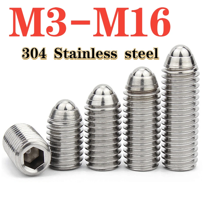 304 Stainless Steel M3 M4 M5 M6 M8 M10 M12 M16 Wave Ball Positioning Ball Steel Ball Spring Ball Plug Fixed Plunger