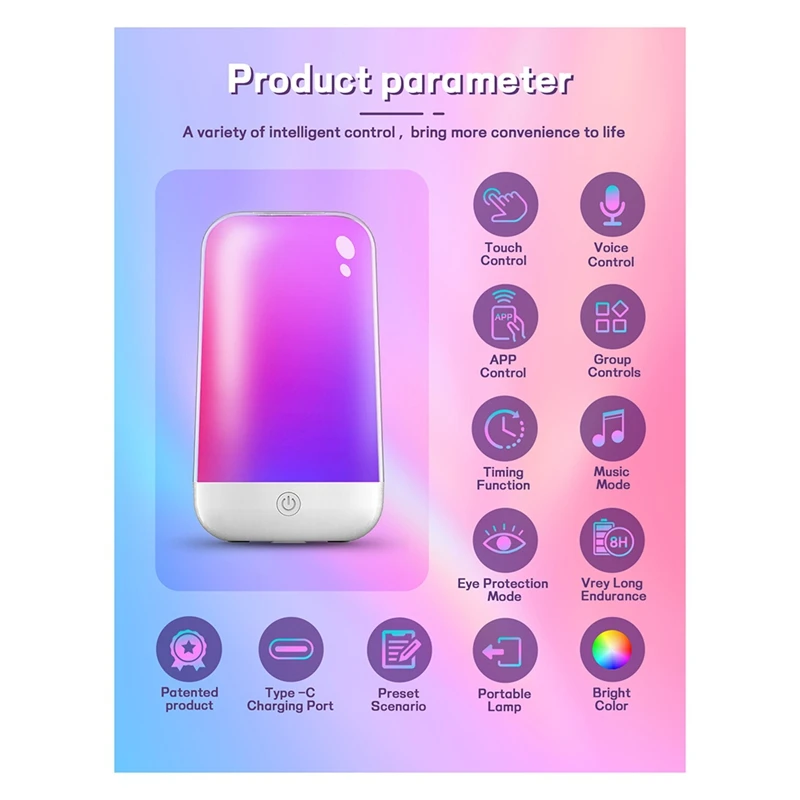 Smart Wireless Dimming And Color 3600Ma Battery Charging Touch Music Atmosphere Bedside Mother And Baby Night Light