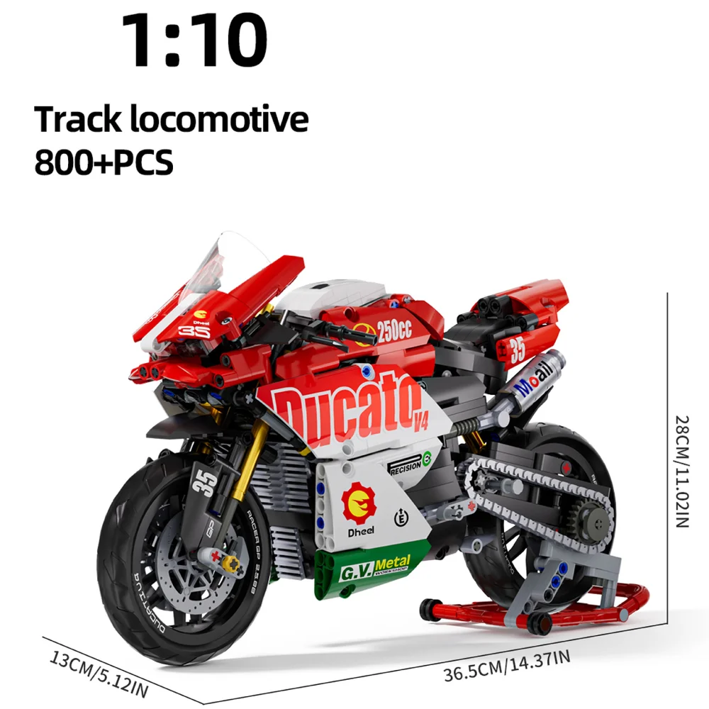 Zestaw klocków TOYLINX Famous V4 Motocykl, model super motocykla, techniczny zestaw wyścigowy, zabawki do składania dla dzieci, prezenty dla chłopców