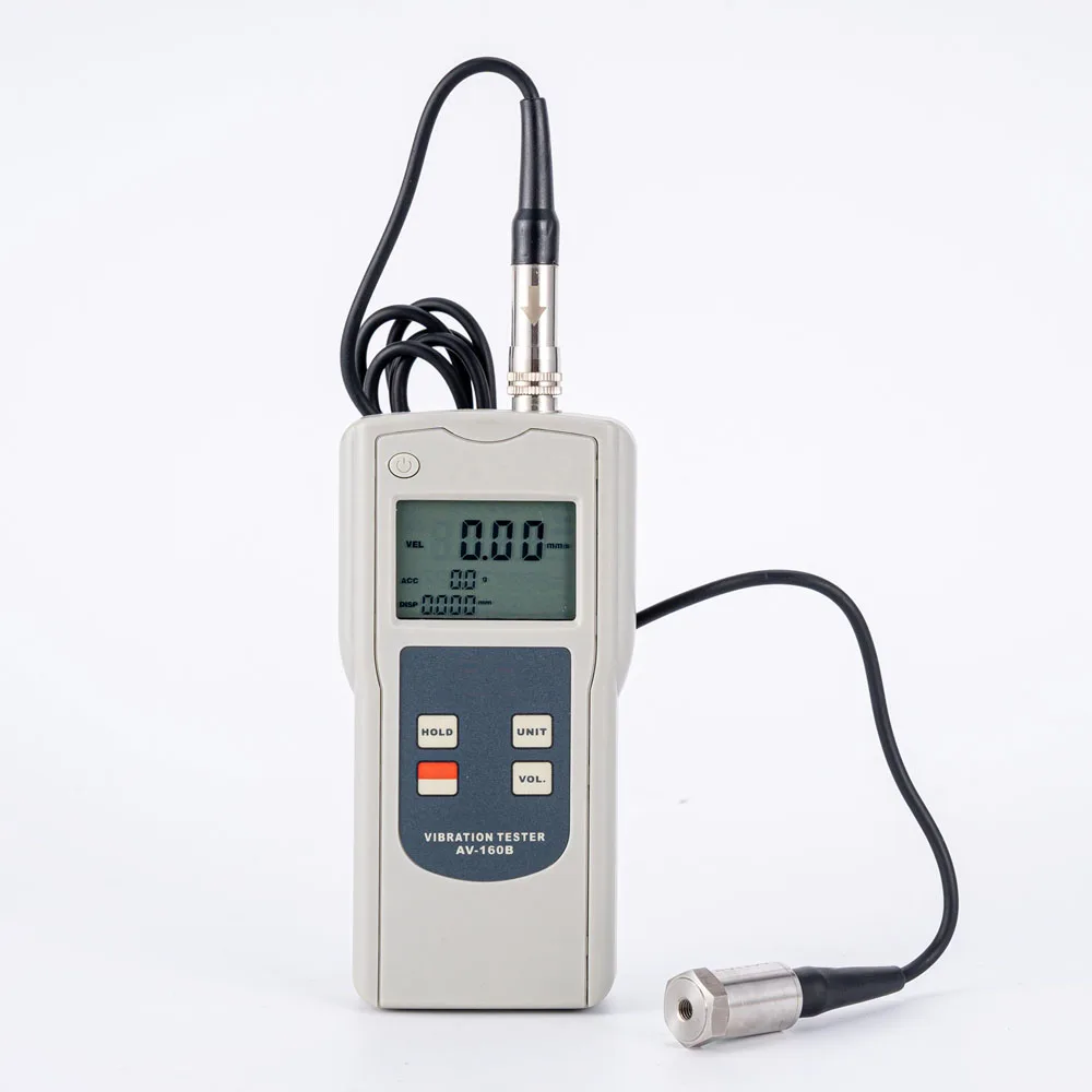 Vibration Tester AV-160B  10-10KHz Mechanical Motor Vibration Meter displays displacement, velocity and acceleration