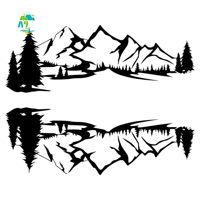 

A09E-RV Motorhome Side Body Sticker DIY Large Mountain Tree Decal Sticker Decoration For Car Caravan Trailer