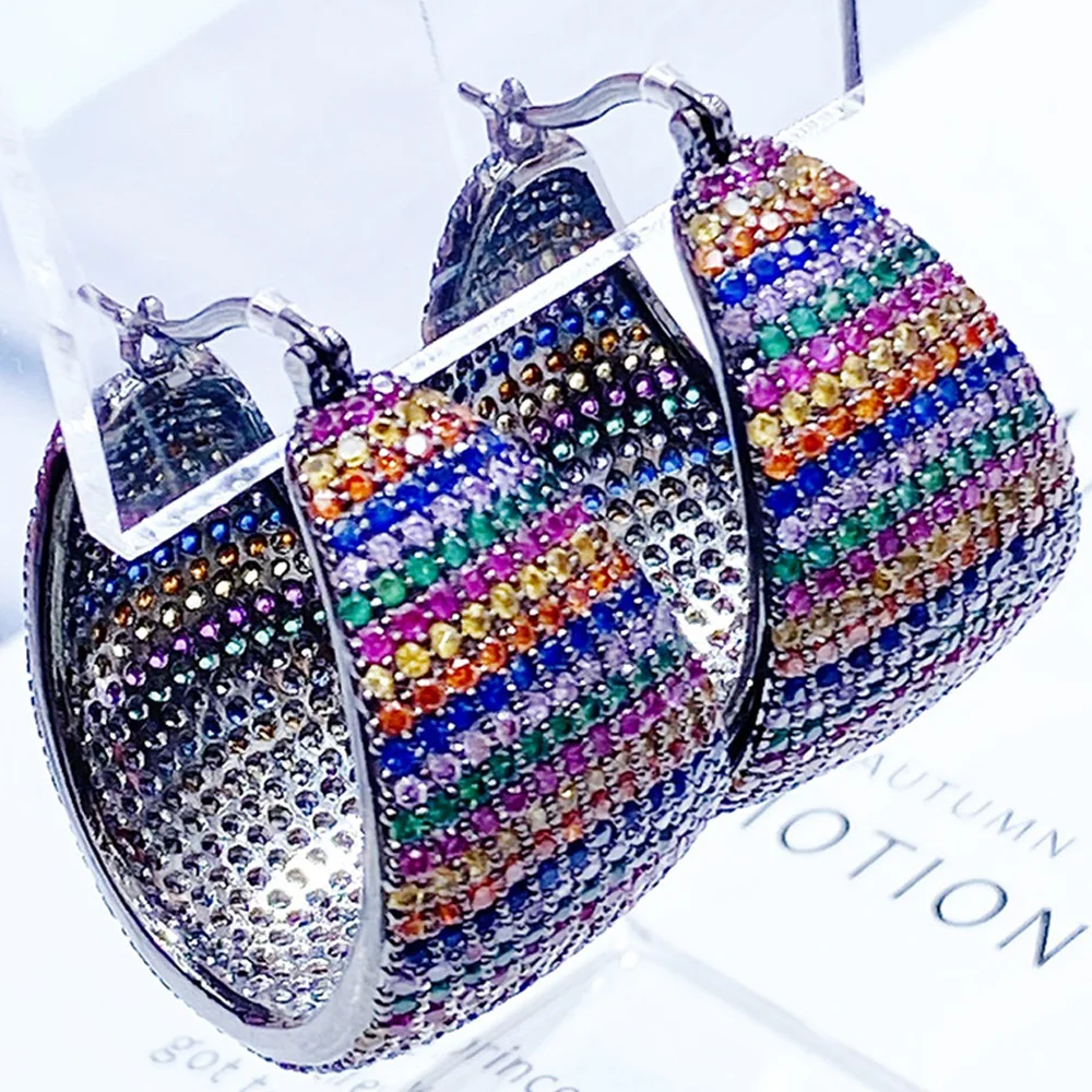 

missvikki Luxury Crossover Circle Micro Cubic Zirconia Hoop Earrings Women Wedding Bridal Party Engagement Jewelry Party Gift