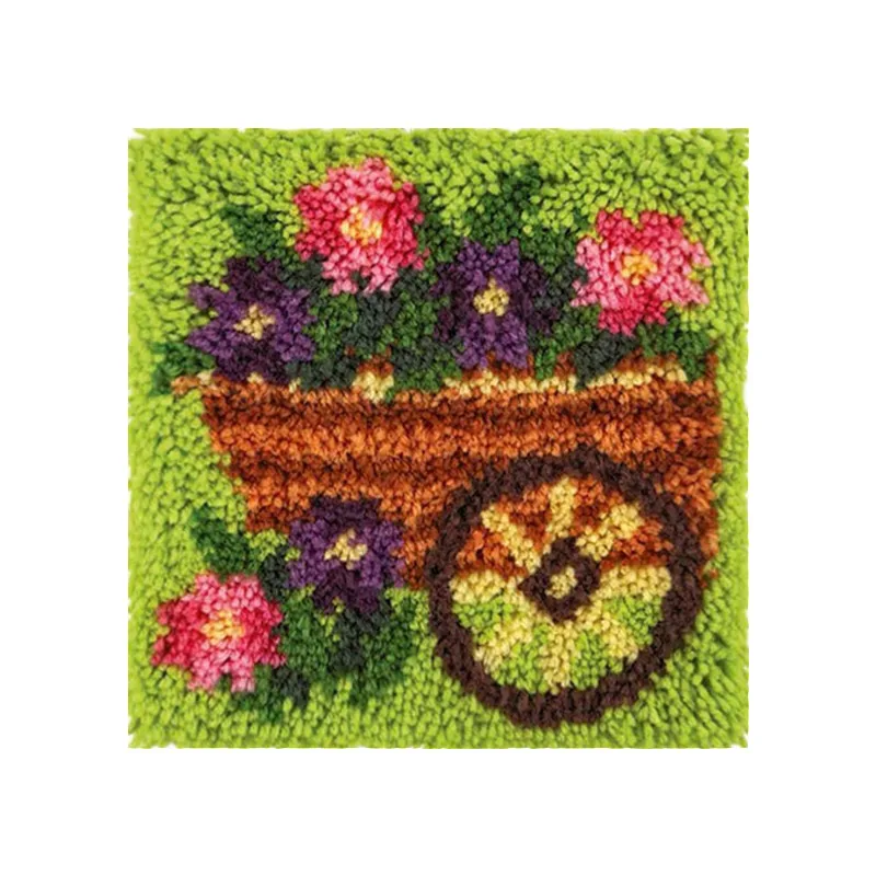 New Decorative Cartoon Carpet Crocheting Kit DIY Cushion Carpet Flower Latch Hook Rug Kit Needlework Crocheting Embroidery
